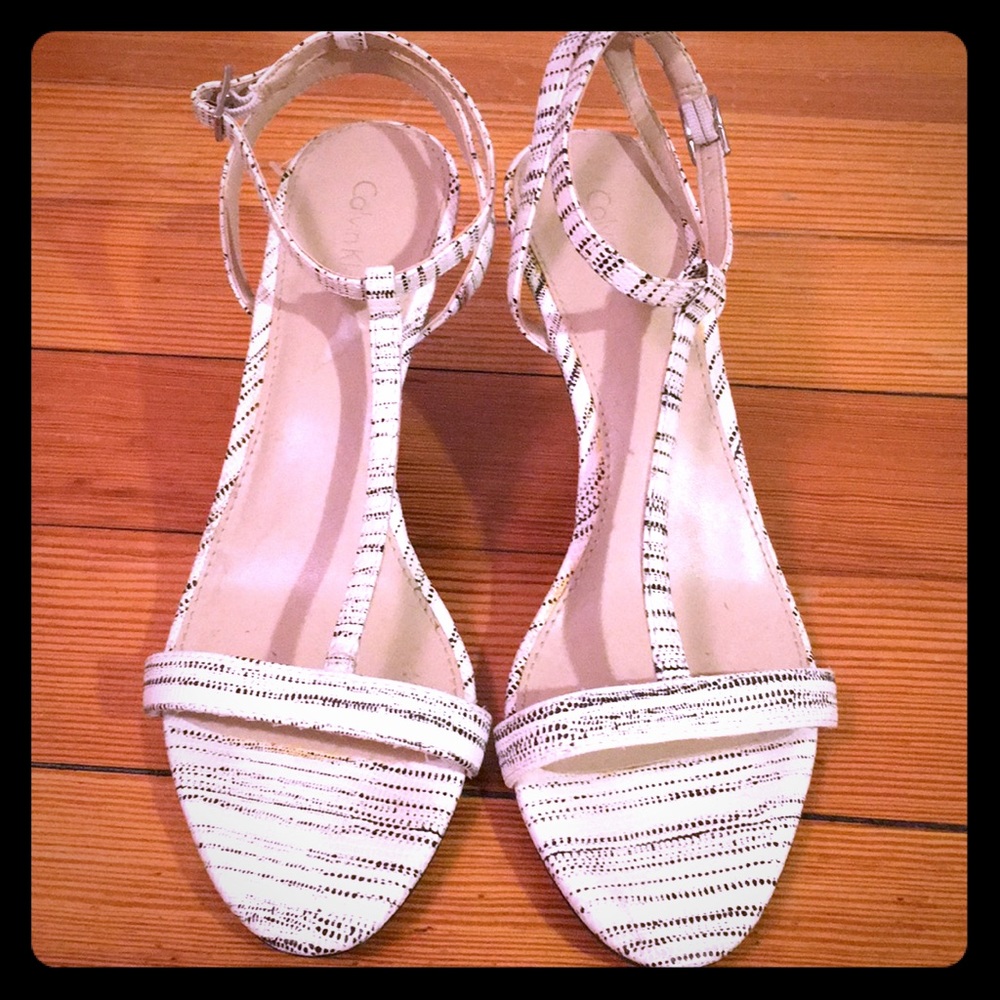 Calvin Klein spotted t-strap heels